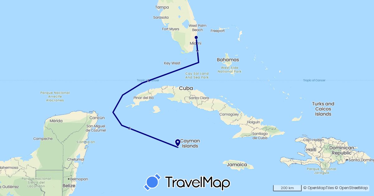 TravelMap itinerary: driving in Cayman Islands, United States (North America)